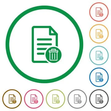 Delete document flat icons with outlines Stock Illustration