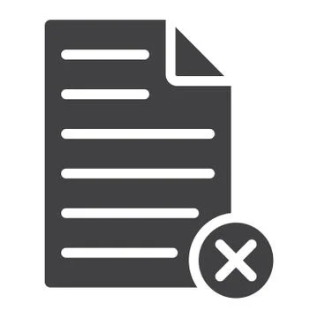 Delete document glyph icon, web and mobile 스톡 일러스트