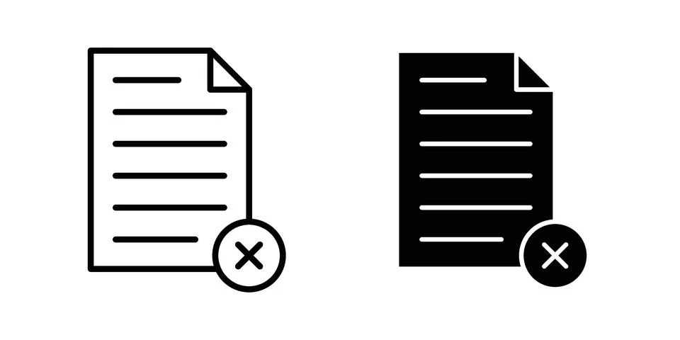 Delete Document icon symbol  illustration bundle in black colour Stock Illustration