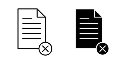 Delete Document icon symbol, outline icons Stock Illustration