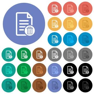 Delete document round flat multi colored icons Illustrazione stock