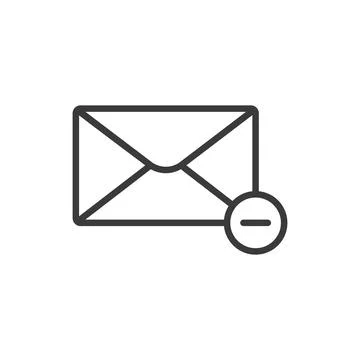 Delete email, icon in line design. Delete, email, remove, trash, discard, clear Illustrazione stock