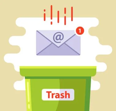 Delete the email in the spam trash can. Stock-Illustration