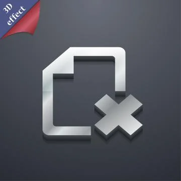 Delete File document  icon symbol. 3D style. Trendy, modern design with space Stock Illustration
