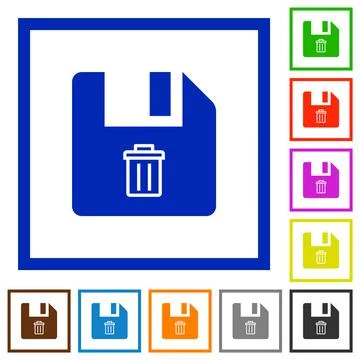 Delete file flat framed icons Illustrazione stock