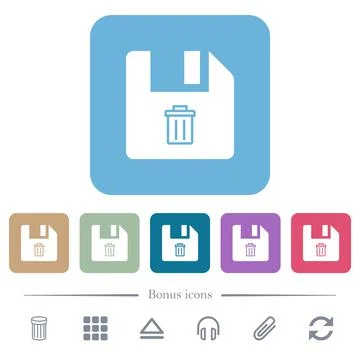 Delete file flat icons on color rounded square backgrounds Illustrazione stock