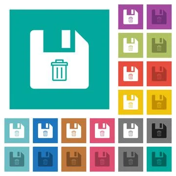 Delete file square flat multi colored icons Illustrazione stock