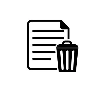 Delete File, Trash Paper Document Solid Flat Vector Icon Isolated on White Ba 스톡 일러스트