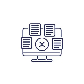 Delete files, documents line icon Stock Illustration