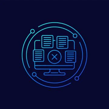 Delete files, documents line vector icon Stock Illustration