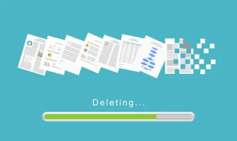 Delete files or delete documents process. Stock Illustration