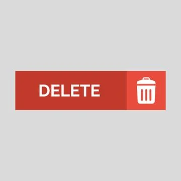 Delete flat button on grey background. Stock Illustration