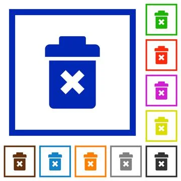Delete flat framed icons Stock Illustration