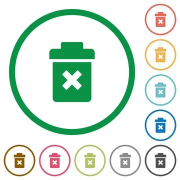 Delete flat icons with outlines Stock Illustration