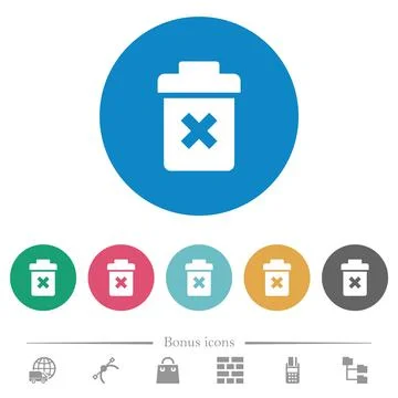Delete flat round icons Stock Illustration