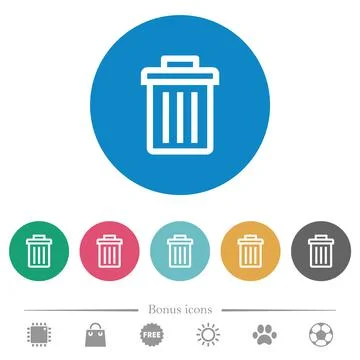 Delete flat round icons Illustrazione stock