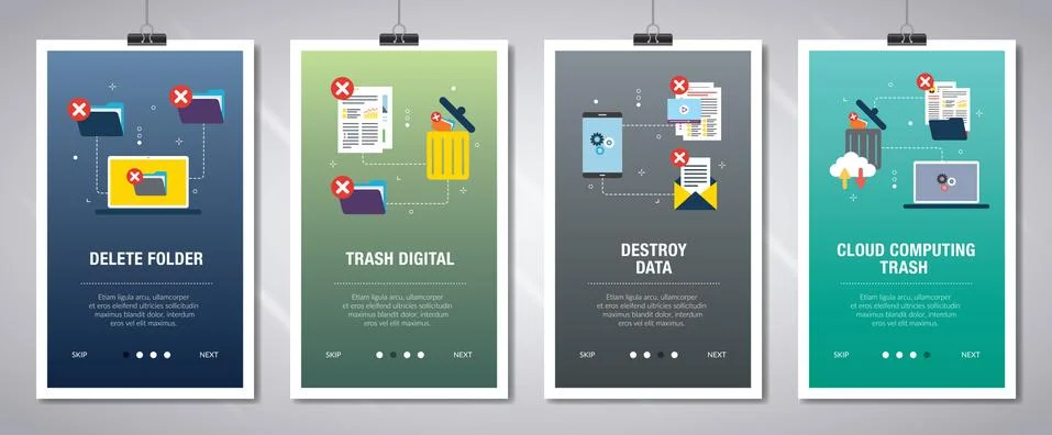 Delete folder, destroy data and trash digital. Stock Illustration