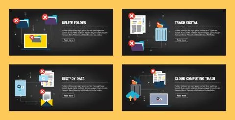 Delete folder, destroy data and trash digital. Stock Illustration