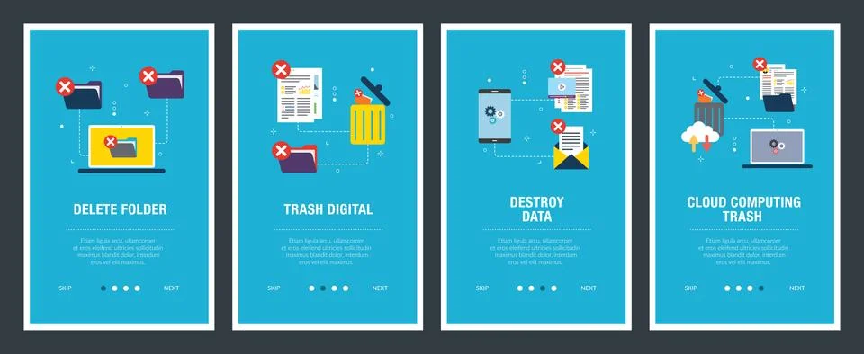 Delete folder, destroy data and trash digital. Stock Illustration