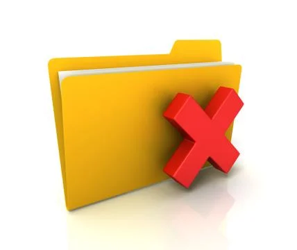 Delete folder icon concept  3d illustration Stock Illustration