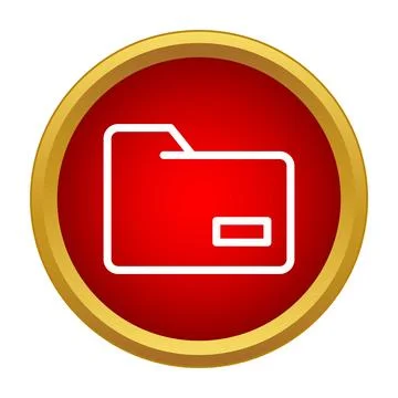 Delete folder icon showing minus sign on red button Illustration