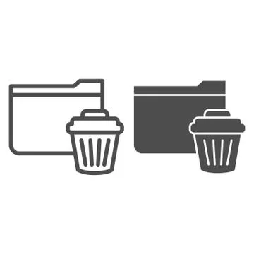 Delete folder line and glyph icon. Remove folder to basket vector illustration Stock Illustration