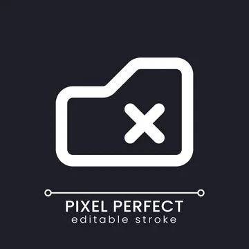 Delete from folder pixel perfect white linear ui icon for dark theme Stock Illustration