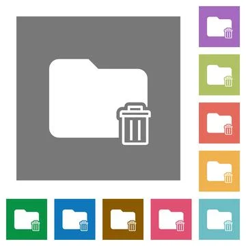 Delete folder square flat icons Illustrazione stock