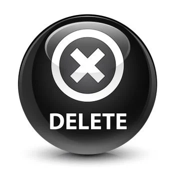 Delete glassy black round button Stock Illustration