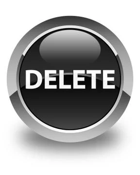 Delete glossy black round button Stock Illustration