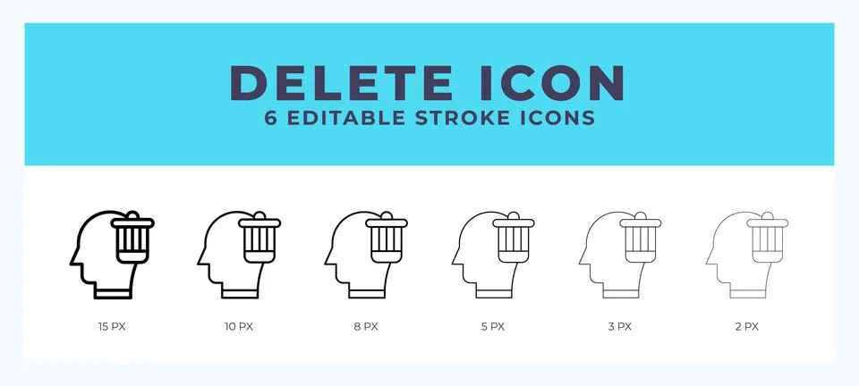 Delete icon with different stroke. Editable stroke. Vector illustration. Stock Illustration