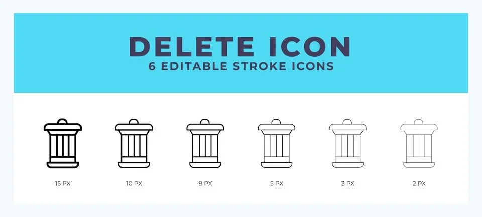 Delete icon with different stroke. Editable stroke. Vector illustration. Stock Illustration