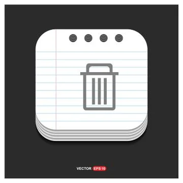 Delete Icon Gray icon on Notepad Style template Vector EPS 10 Free Icon Stock Illustration