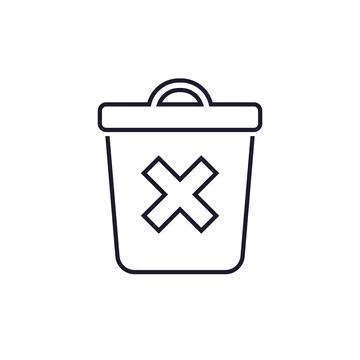 Delete icon with a trash bin, line vector design Stock Illustration