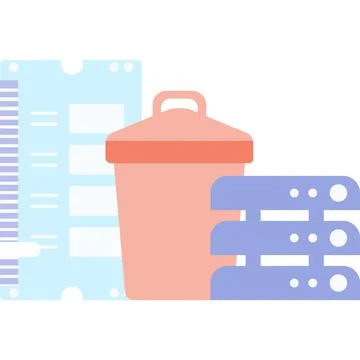 Delete information basket app on computer icon 스톡 일러스트