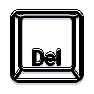 Delete key button icon for computer interface Illustrazione stock