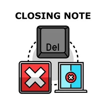 Delete key deleting documents program closing concept Stock Illustration