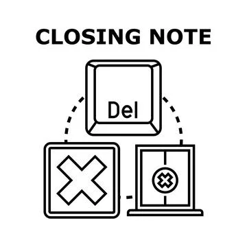 Delete key deleting documents program closing concept Stock Illustration