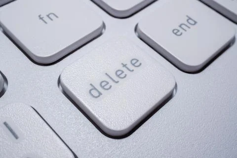 Delete Key White Keyboard Macro Close-Up Computer Technology Background Foto stock