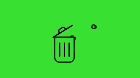 Delete line icon used as dustbin on green screen 2D animation (Chroma key) Stock Footage 323114961