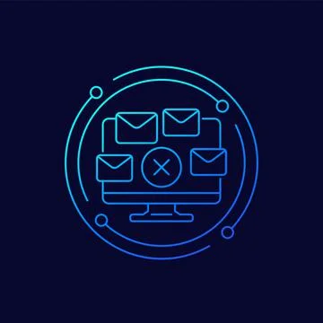 Delete mail messages, emails line icon for web Stock Illustration