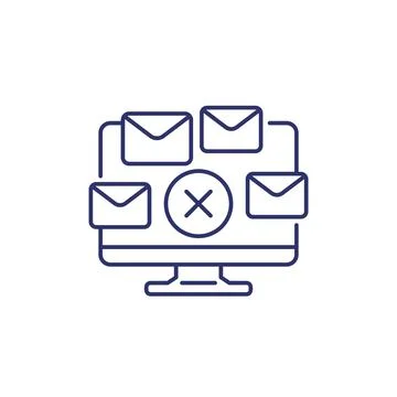 Delete mail messages or emails line icon Stock Illustration