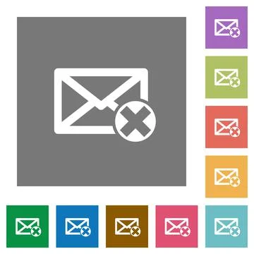 Delete mail square flat icons Stock Illustration