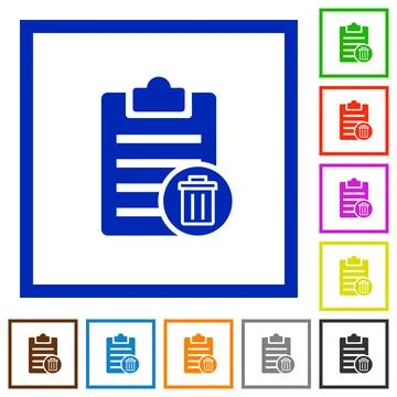 Delete note flat framed icons Stock Illustration