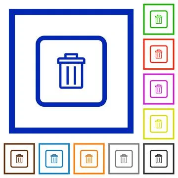 Delete object flat framed icons 스톡 일러스트