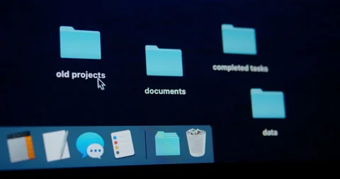Delete old unnecessary files from your computer desktop. Emptying trash. Stock Footage 150055244