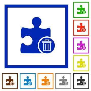 Delete plugin flat framed icons Stock Illustration