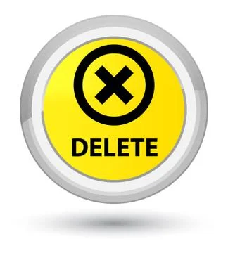 Delete prime yellow round button Stock Illustration