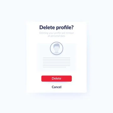 Delete profile, account form, vector ui design Stock Illustration