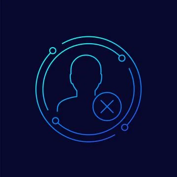 Delete profile icon, erase personal data, linear Stock Illustration